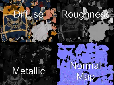 Elegant Fantasy Noble Character Rigged and Animated Low-poly 3D model