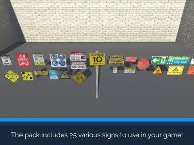 FREE 25 Mixed Industrial Sign Pack Free low-poly 3D model
