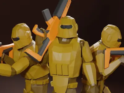 Sci - Fi Marine Low Poly for AR and VR Low-poly 3D model