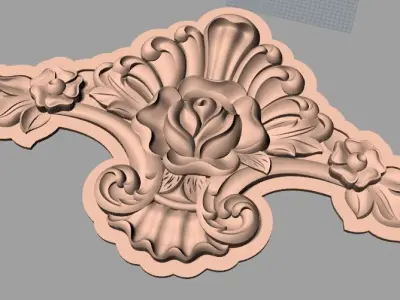 Furniture decorative flower 3D STL model  for CNC carving E042 3D model