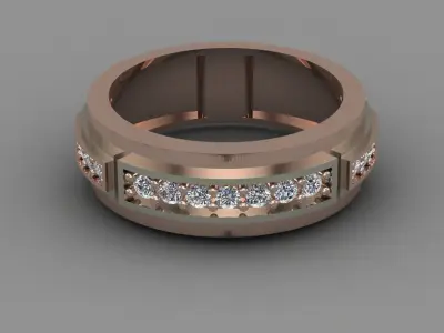 Rose Gold Men Diamond Ring 3D print model 3D print model 3