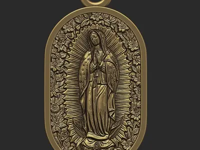 Our Lady of Guadalupe  Pendant 3D print model and cnc  3D print model