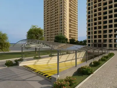 Underground Parking Entrance and Apartment Building 3D model