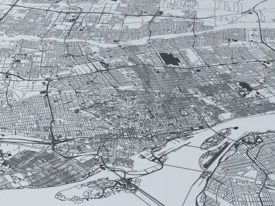 Montreal Road Network and Streets 3D model