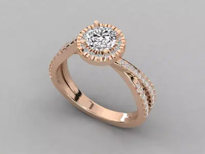 Women Light Weight Solitare Diamond Wedding Ring   18 3D print model