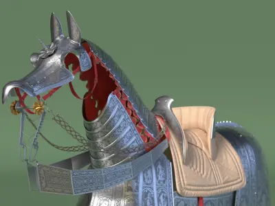  Medieval Horse Armor with Saddle 