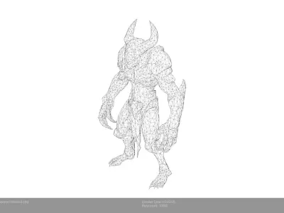 Low Poly Stylized Cyclopean Warlord Low-poly 3D model