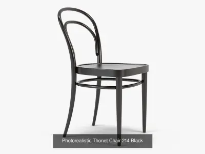 Thonet Chair 214 in Light Beech Brown and Black 3D Model Pack