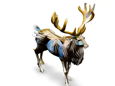 Mechanical Golden Deer 3D Model Low-poly 3D model