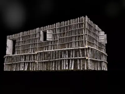 House Clay and Wood Free low-poly 3D model