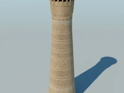 Minaret turkish tower Low-poly 3D model