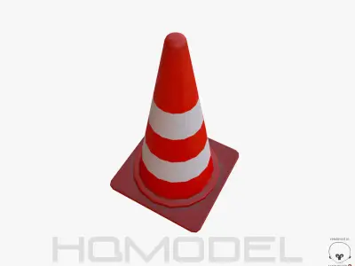 Cone PBR traffic Low-poly 3D model