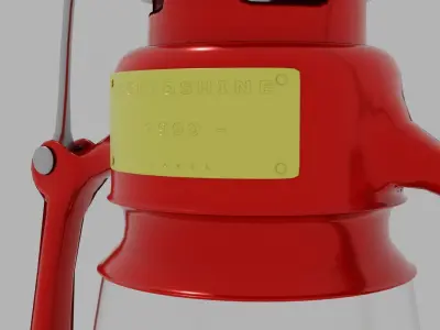 Red portable kerosene lamp 3D model