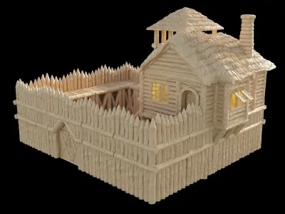 Fortified Forest House Tabletop Terrain 28 MM 3D print model