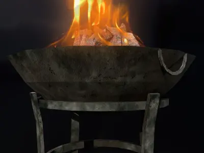 Medieval Pathway fire 01 Low-poly 3D model