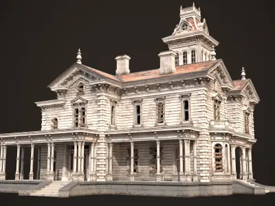 Old Abandoned American House Low-poly 3D model