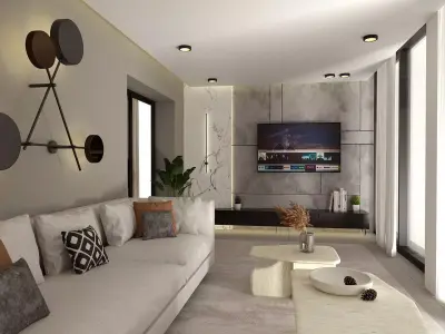 Modern Outdoor Living Space Scene for Cinema 4D 3D model