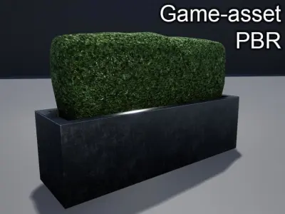 Hedge in pot Low-poly 3D model