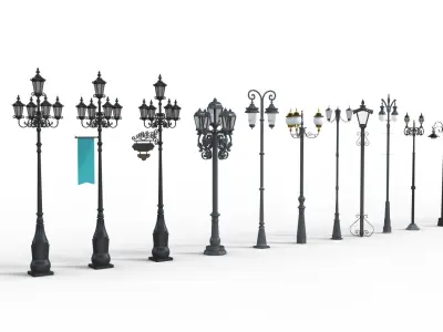 Garden Pole Light Collection 3d models 3D model
