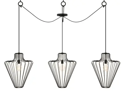 Three models of black metal lamps 3D model