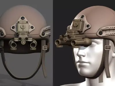 Helmet military combat soldier armor  Low-poly 3D model 5