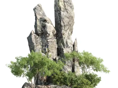 Rocky Cliff with Vegetation Vol 337 3D model