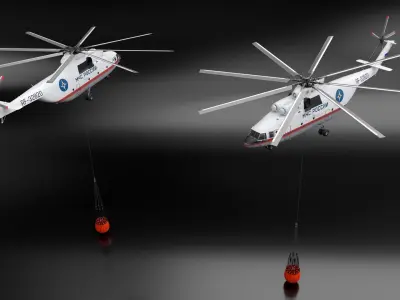 Russian EMERCOM Helicopter Mi-26 with Bambi Bucket Rigged 