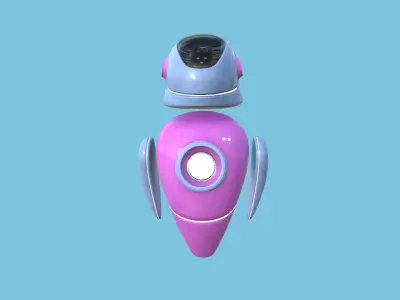 Flying Robot 03 Pink Blue - Character SciFi Design Low-poly 3D model