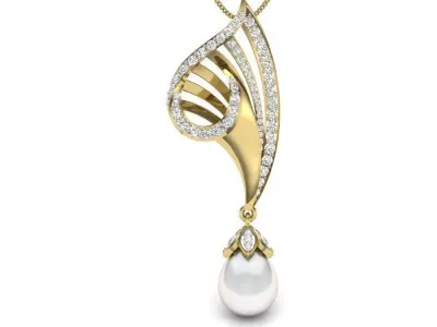 Pendants Collection pearl and diamond pendant gold 3D print model