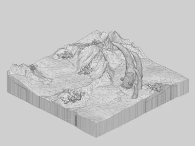 low poly Gameasset8 iceberg with lights Low-poly 3D model