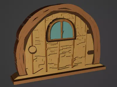 Medieval Door Low-poly 3D model 17