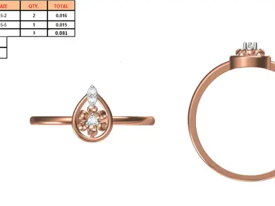 Light Weight Wedding Engagement Women Ring STL JCD Details 3D print model