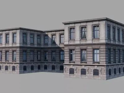 Modular classical facade Low-poly 3D model