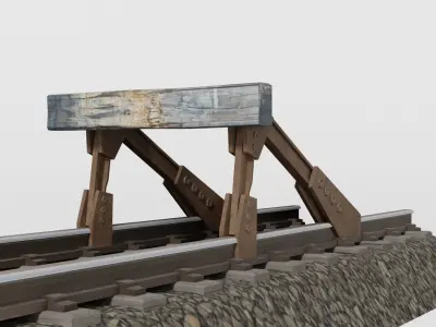 Wornrailway buffer Low-poly 3D model