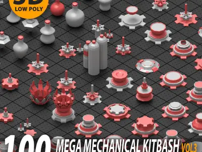  Mega mechanical kitbash vol3 Low-poly 3D model