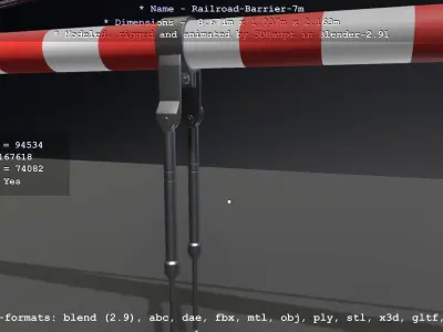 Railroad Barrier 7m High-Poly 3D model