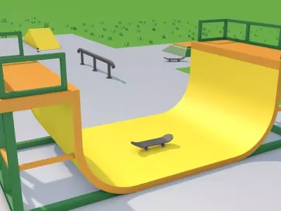 Skatepark skateboard park with ramp 3D model