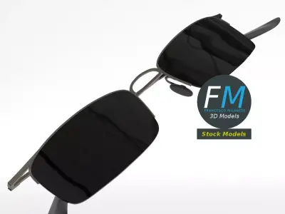 Sunglasses half rim square 3D model