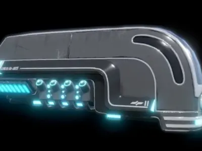 Sci-fi train with wagon Low-poly 3D model