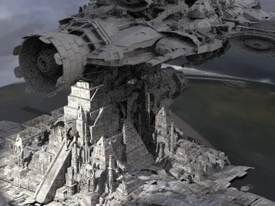 Arch Ship over Pyramids 3D model