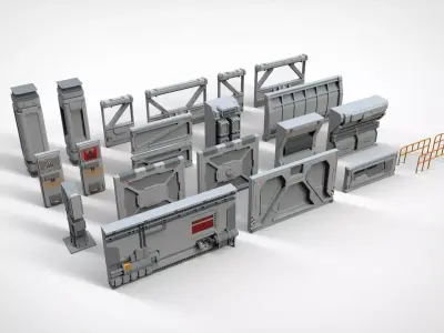 sci-fi Architecture kitbash 4 3D model