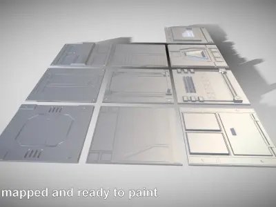 Extreme Low-Poly Sci-Fi Panels Low-poly 3D model