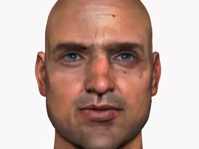 Male head PBR Realistic low poly Low-poly 3D model Low-poly 3D model