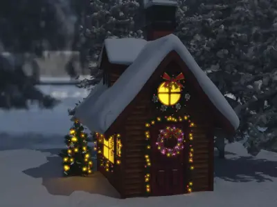 Christmas-illuminated house 3D model