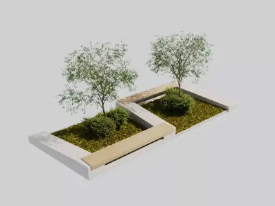 outdoor street plaza 3D model purchase