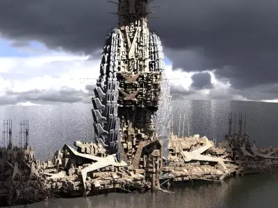 Sci-Fi City Royal Tower Bridge Kit bash 3D model