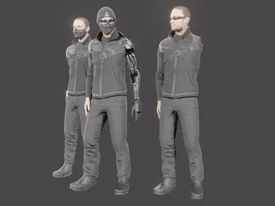 Cyberpunk character Low-poly 3D model