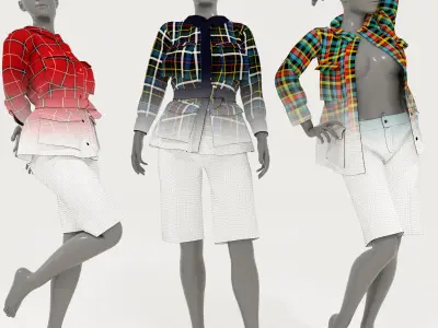 Store08 mannequins in window of brick building 3D model