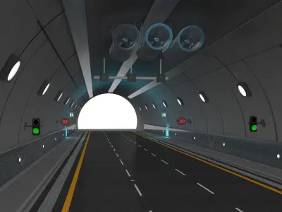 Highway Tunnel Adjustable and Rigged 3D model