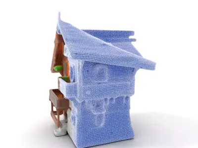 Rustic Wooden House model pack Low-poly 3D model